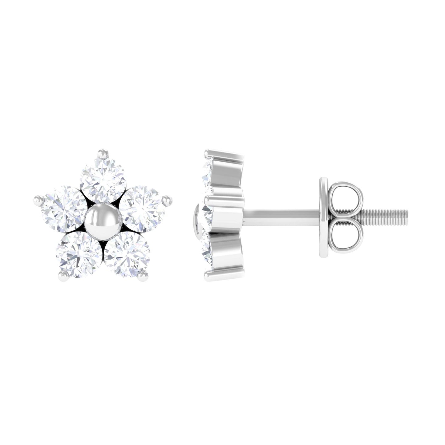 Certified Diamond Flower Stud Earrings in Prong Setting