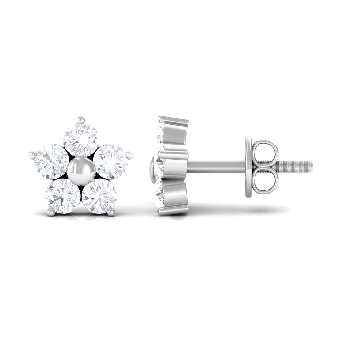 Certified Diamond Flower Stud Earrings in Prong Setting