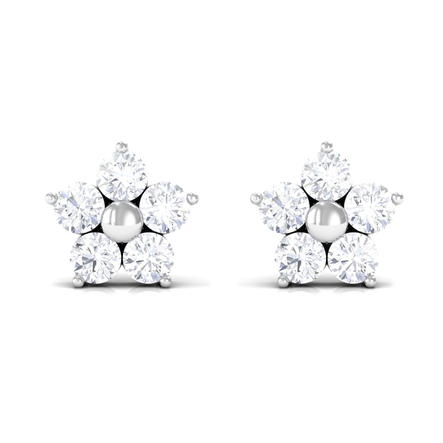 Certified Diamond Flower Stud Earrings in Prong Setting