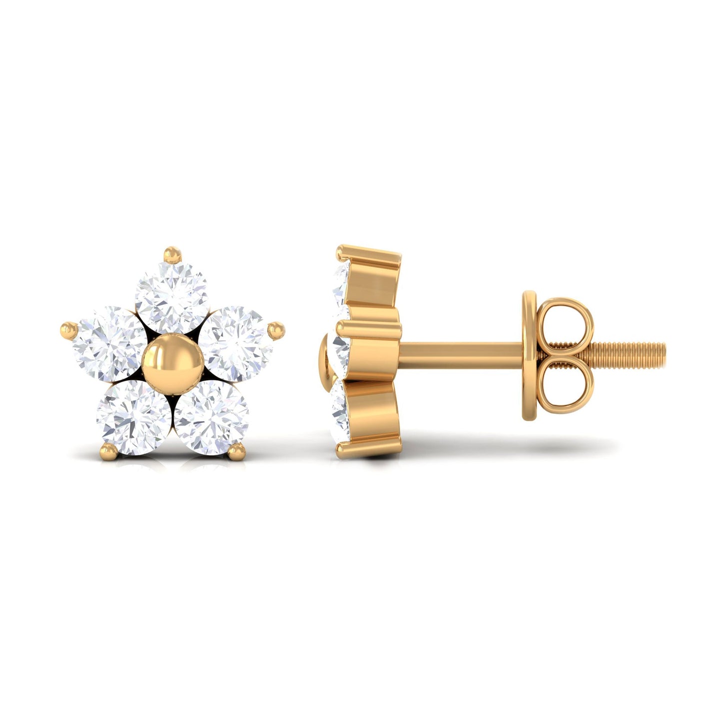 Certified Diamond Flower Stud Earrings in Prong Setting