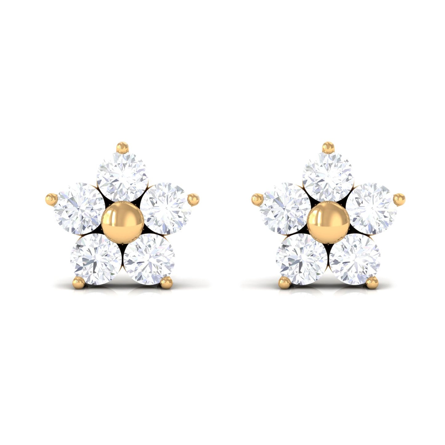 Certified Diamond Flower Stud Earrings in Prong Setting