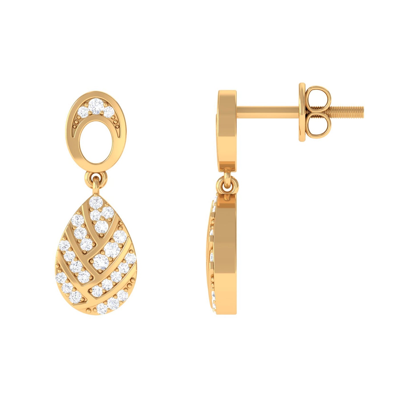 Certified Real Diamond Teardrop Earrings with Screw Back