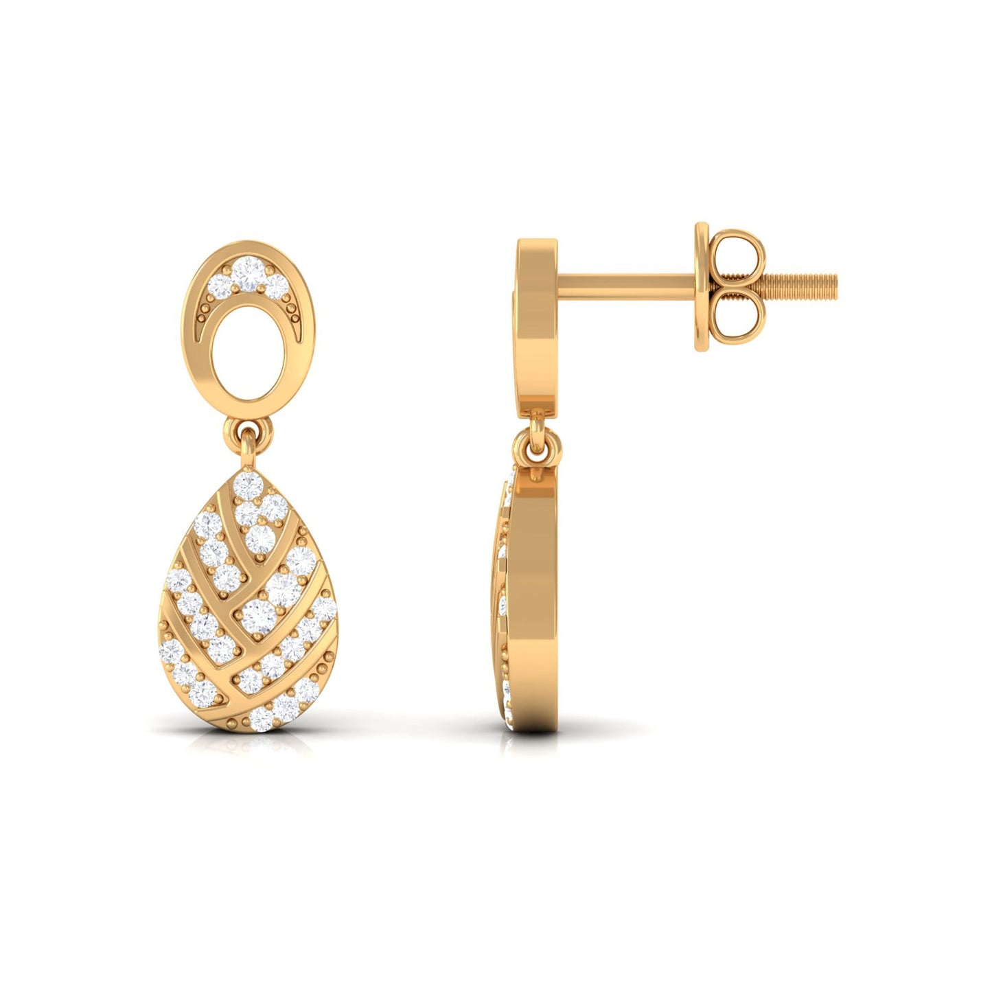 Certified Real Diamond Teardrop Earrings with Screw Back