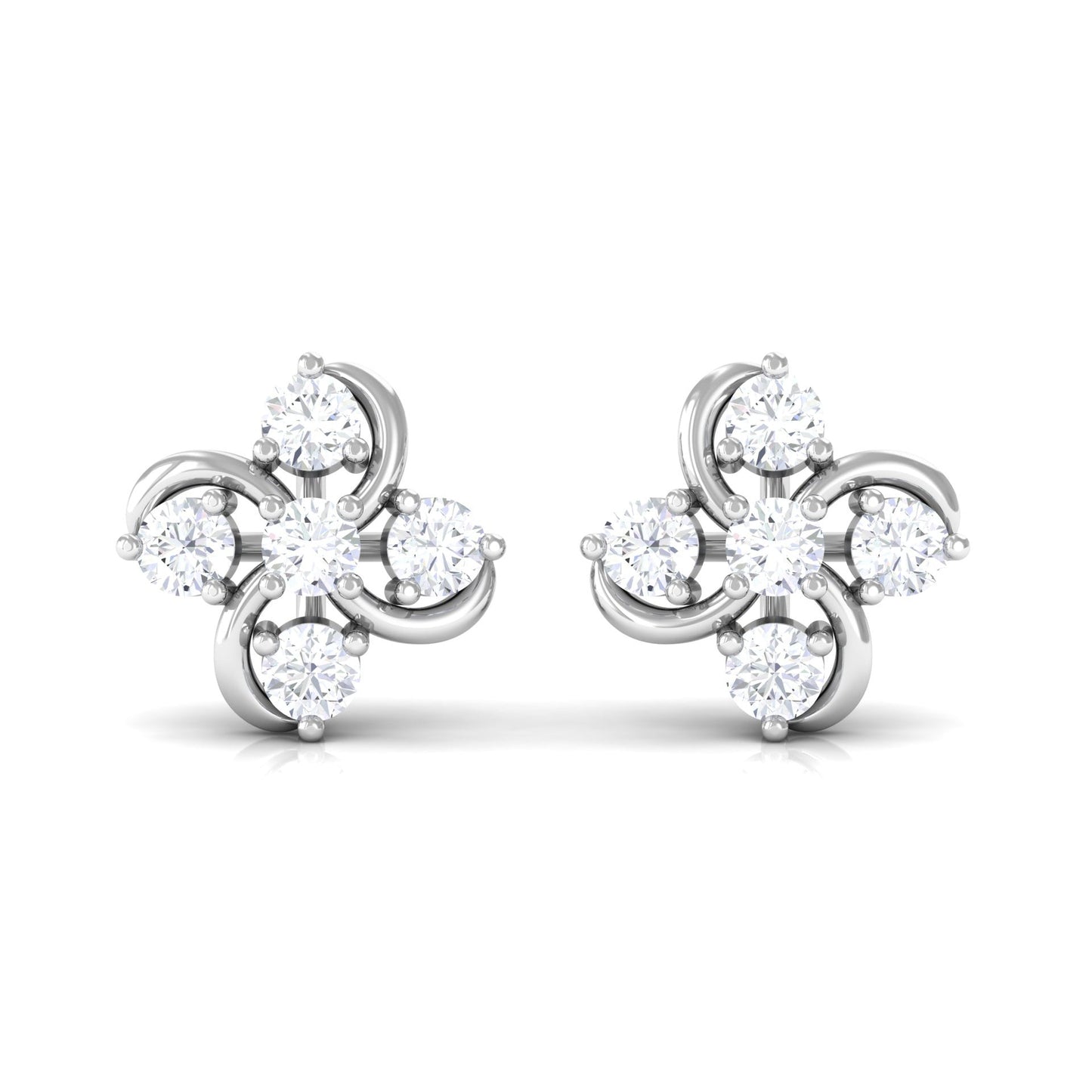 Diamond Flower Cluster Earrings For Women