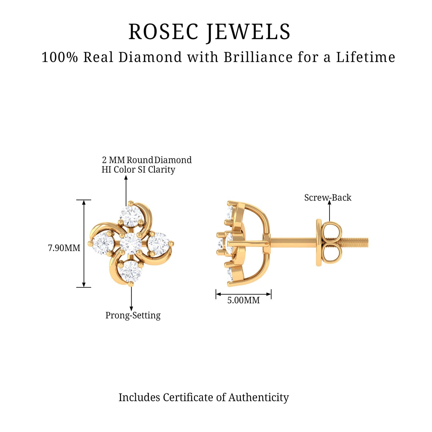Diamond Flower Cluster Earrings For Women