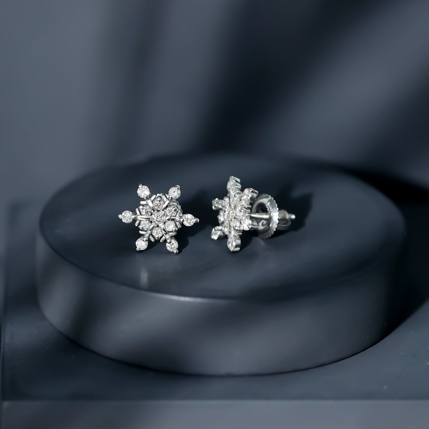 Certified Diamond Snowflake Stud Earrings with Screw Back
