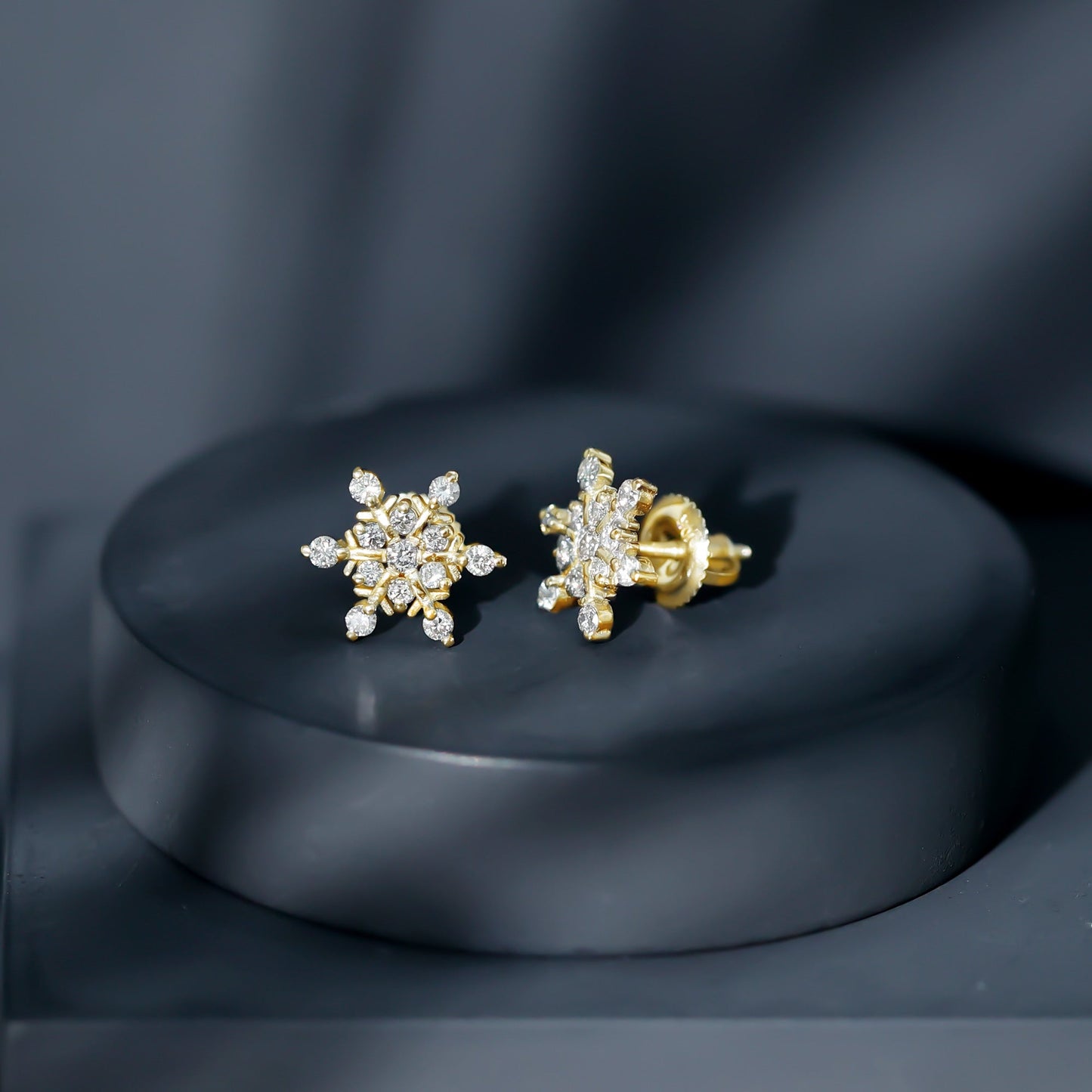 Certified Diamond Snowflake Stud Earrings with Screw Back