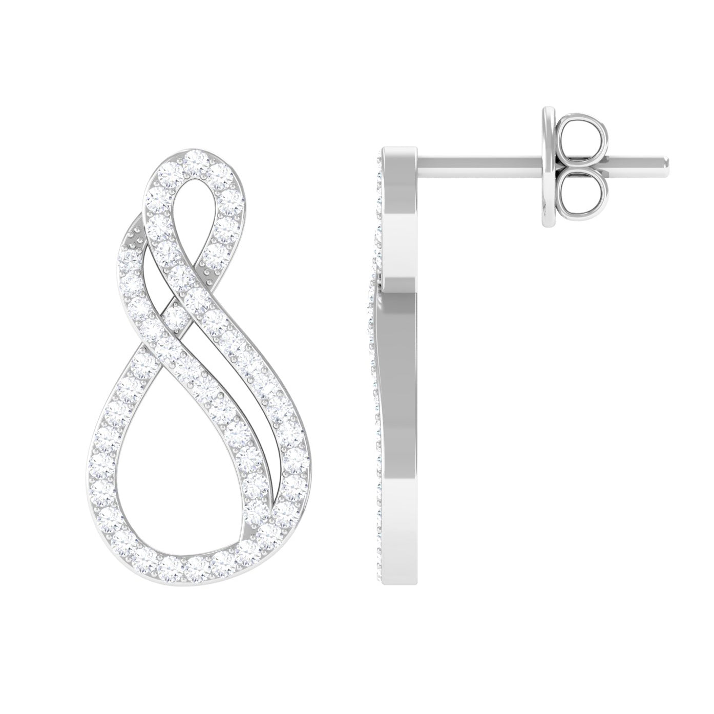 Certified Diamond Infinity Stud Earrings in Pave Setting