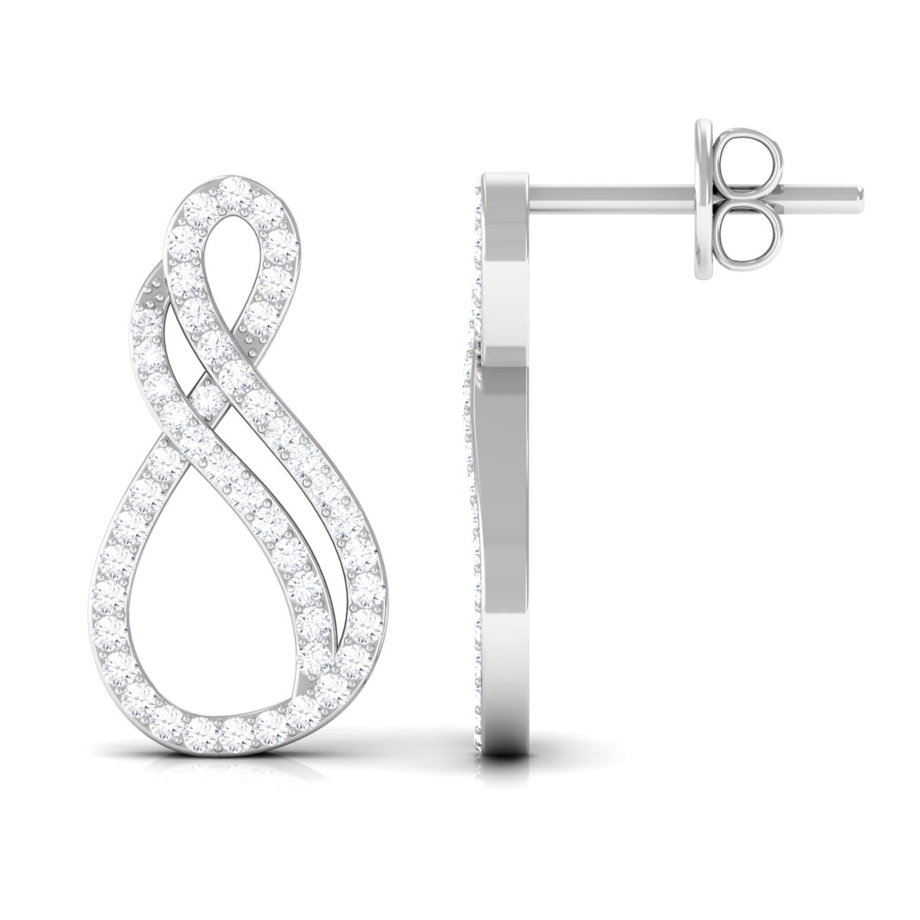 Certified Diamond Infinity Stud Earrings in Pave Setting