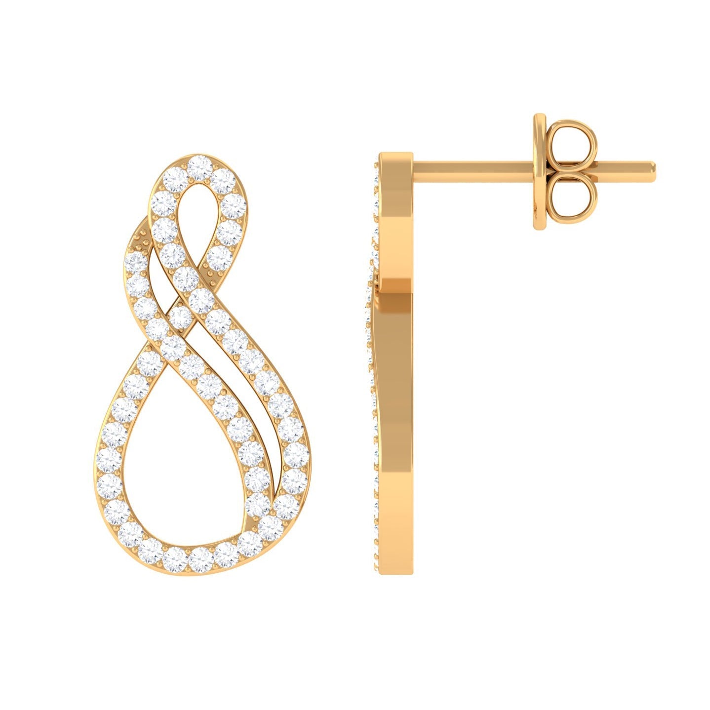 Certified Diamond Infinity Stud Earrings in Pave Setting