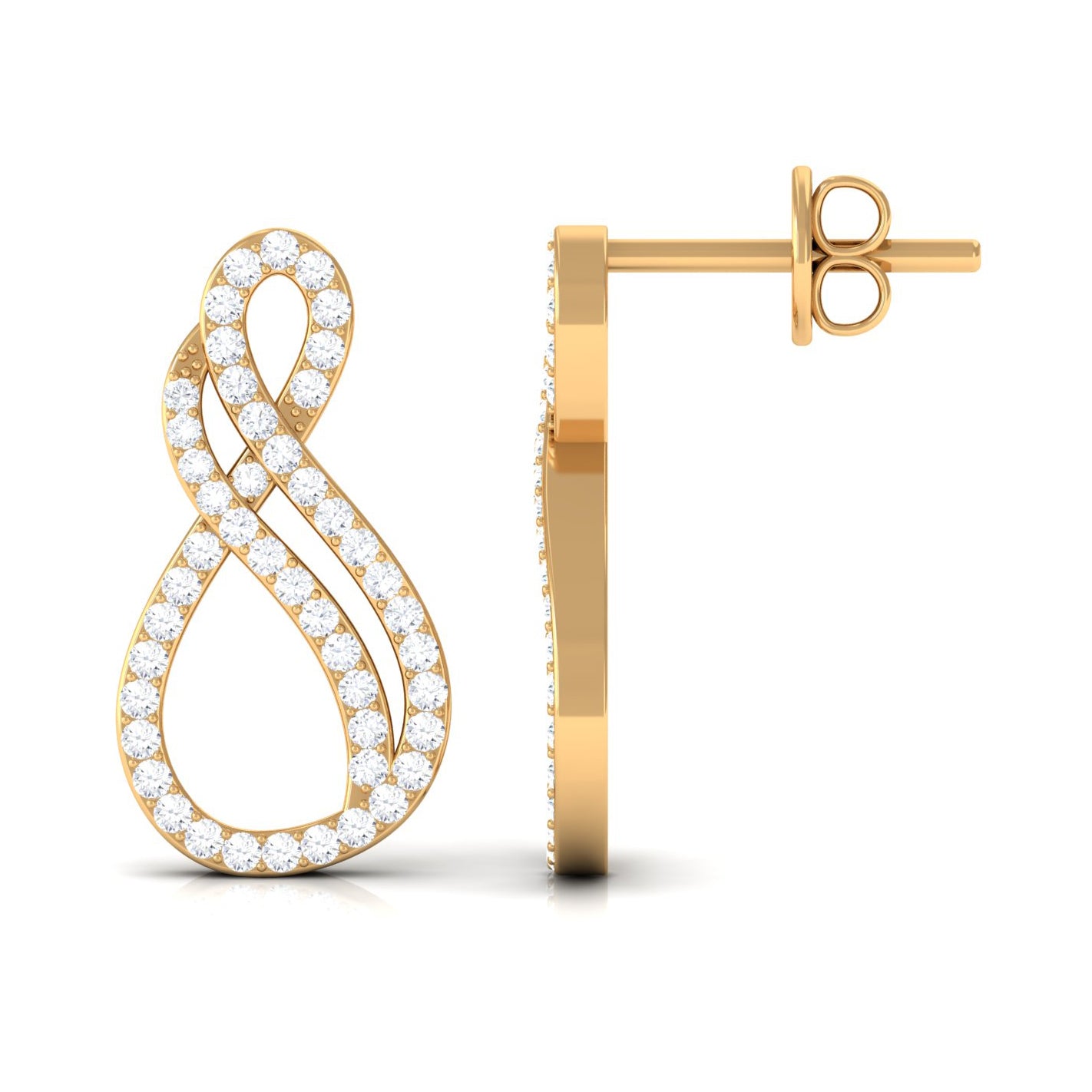 Certified Diamond Infinity Stud Earrings in Pave Setting