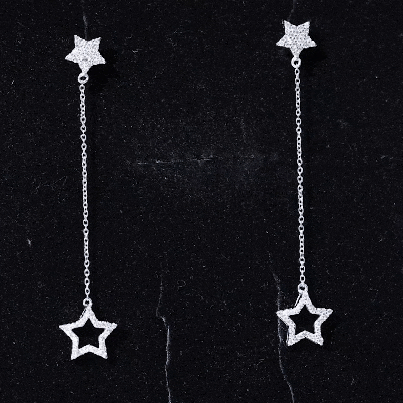 Certified Diamond Star Chain Earrings