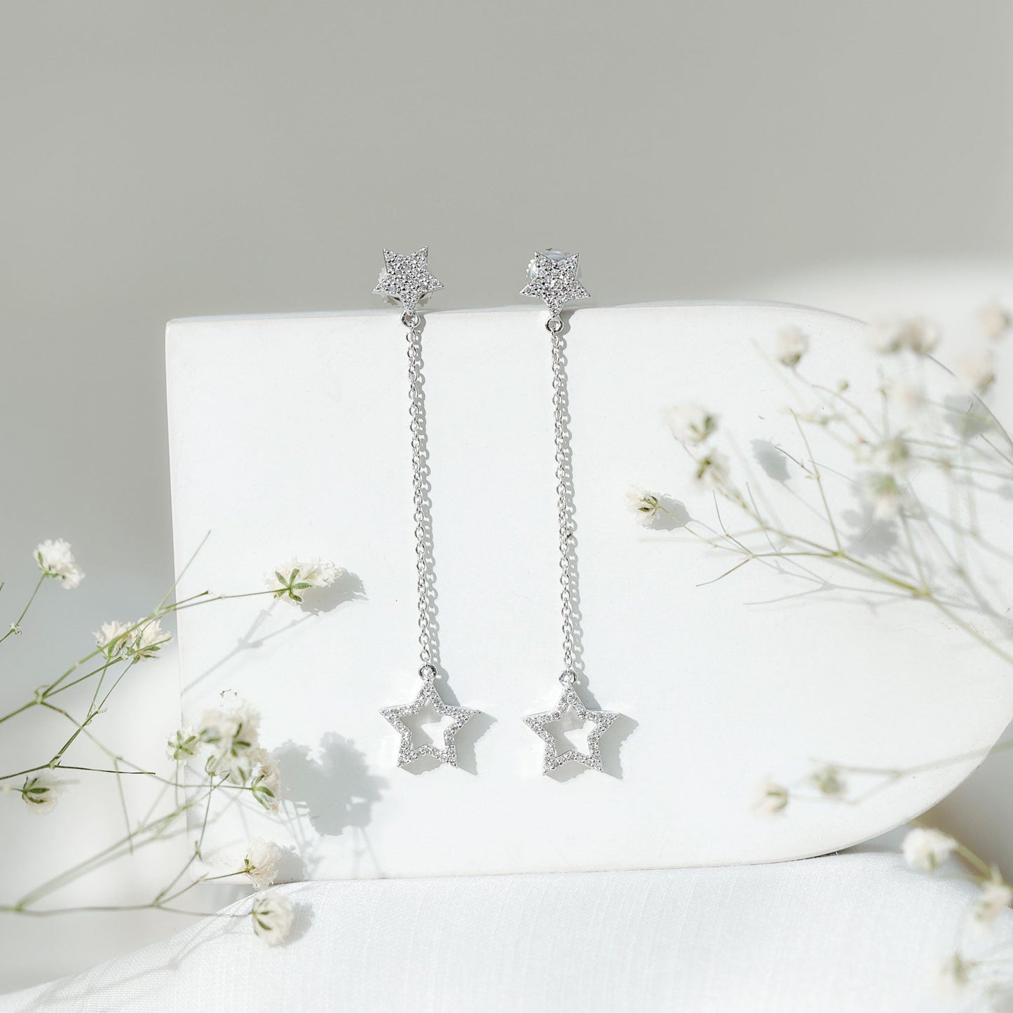 Certified Diamond Star Chain Earrings