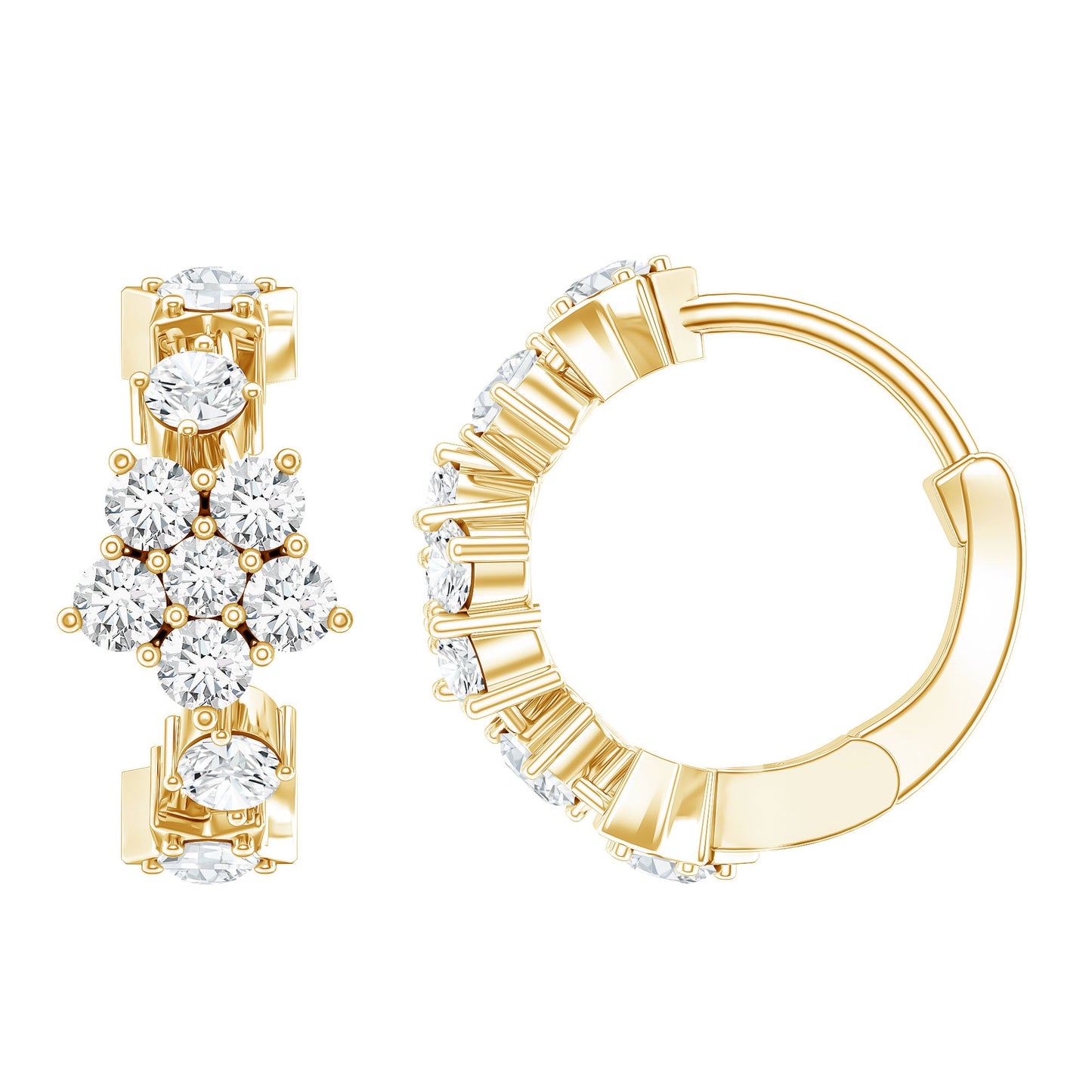 Certified Diamond Flower Hoop Earrings For Women