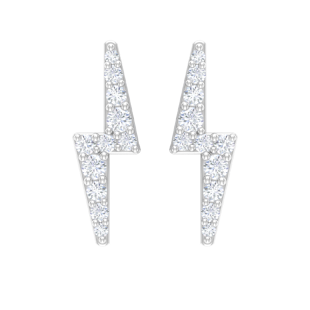 Natural Diamond Thunderbolt Stud Earrings