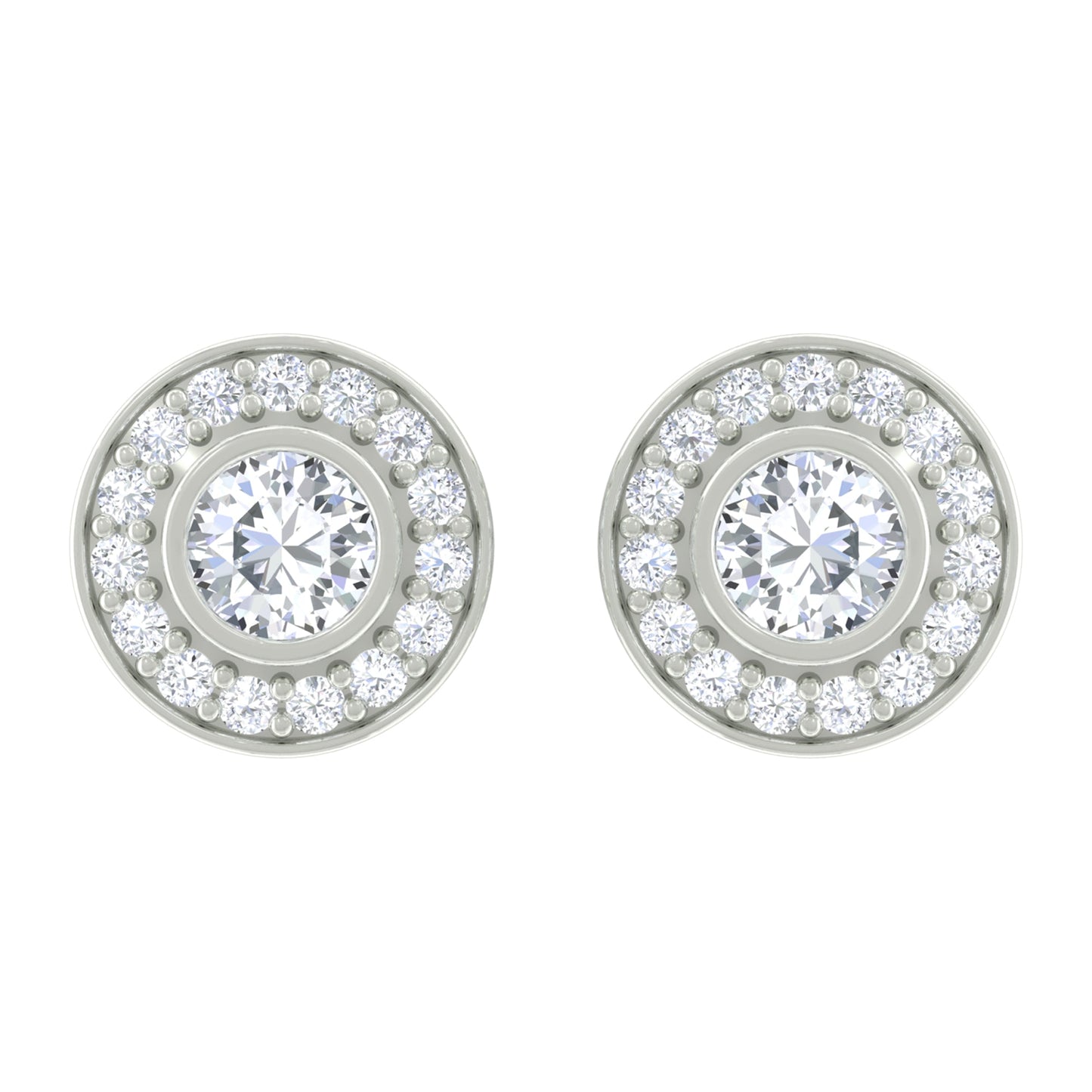 Round Moissanite Halo Stud Earrings for Women