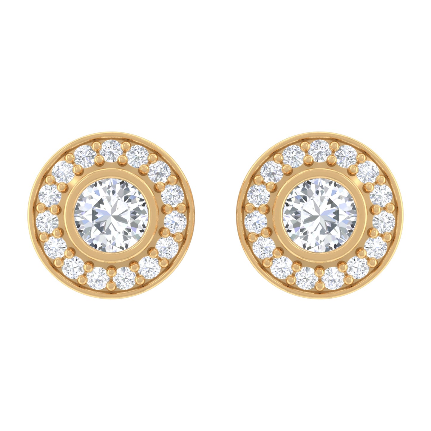 Round Moissanite Halo Stud Earrings for Women
