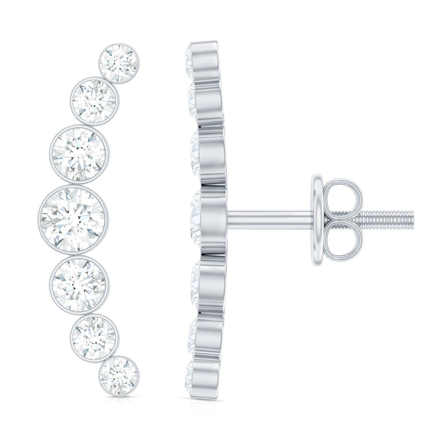 Natural Diamond Climber Earrings with Screw Back