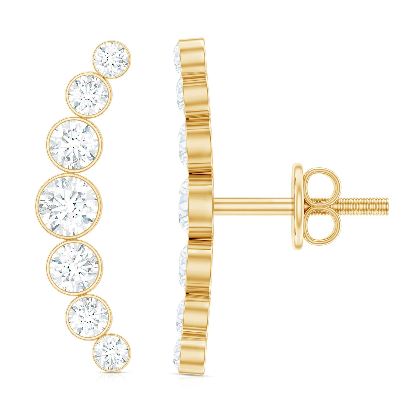 Natural Diamond Climber Earrings with Screw Back