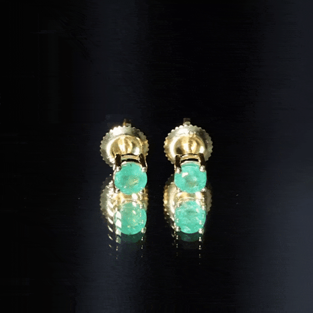 Round Cut 5 MM Real Emerald Stud Earrings