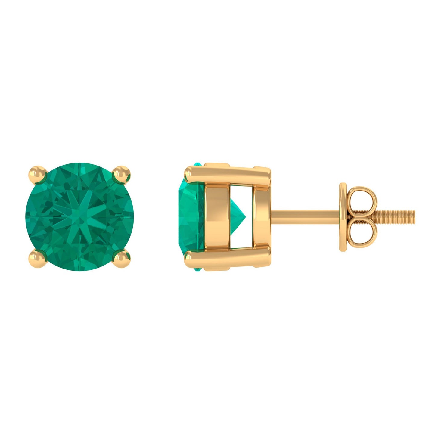 Round Cut 5 MM Real Emerald Stud Earrings