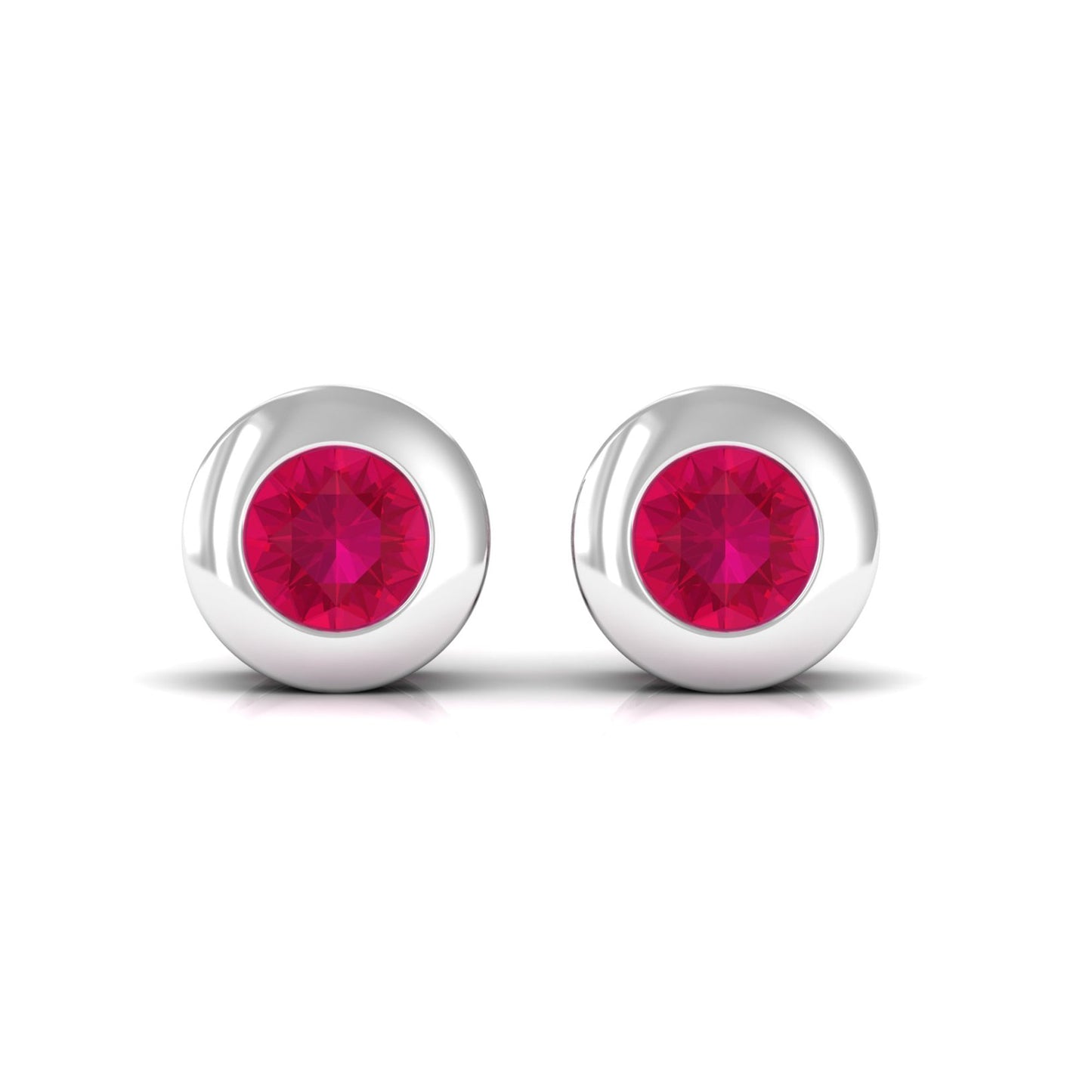 0.5 Carat Round Cut Ruby Solitaire Stud Earrings in Bezel Setting