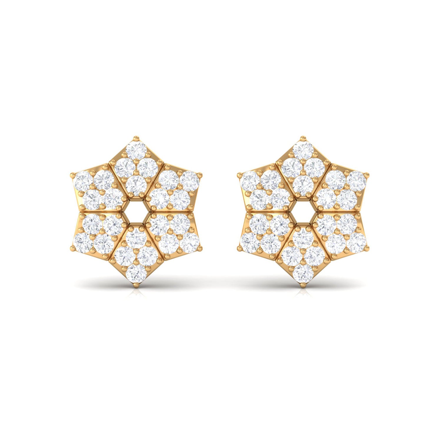 Certified Real Diamond Flower Earrings with Screw Back