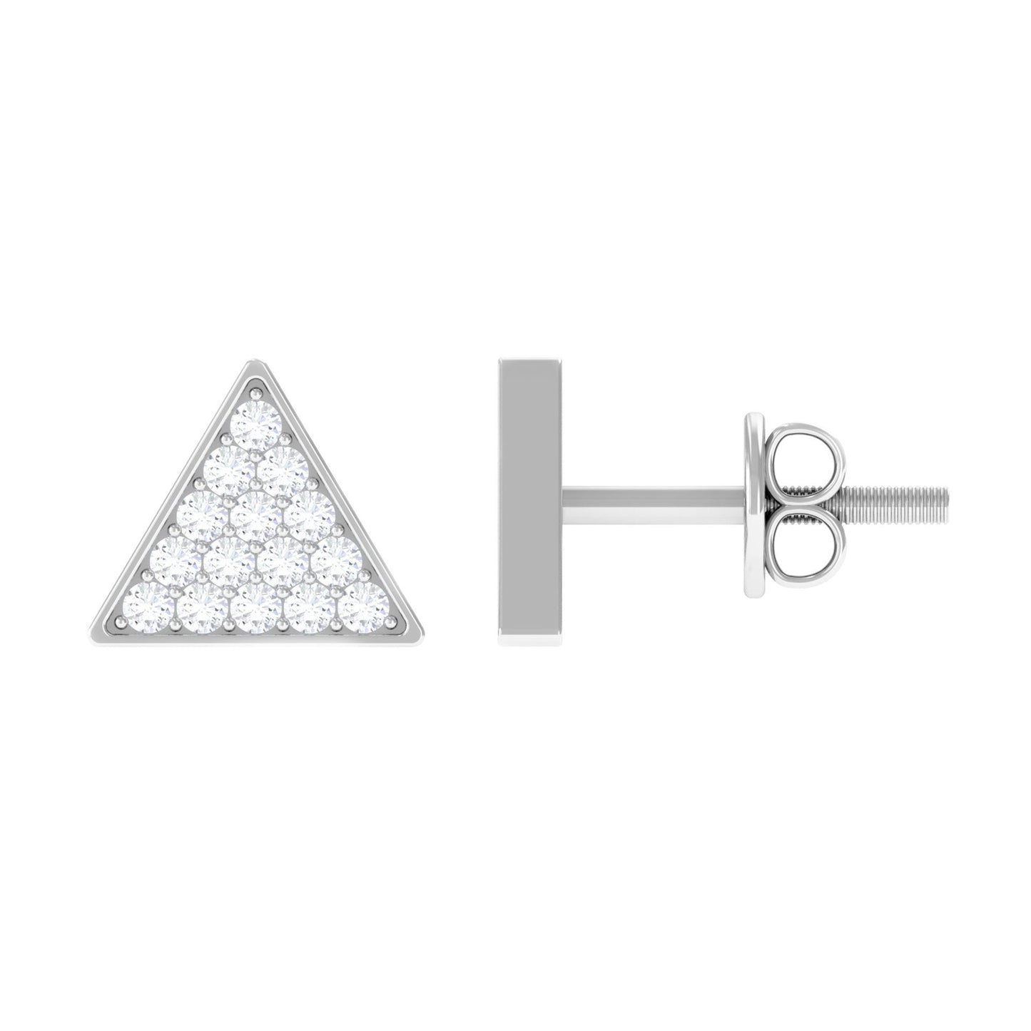 Genuine Diamond Triangle Stud Earrings