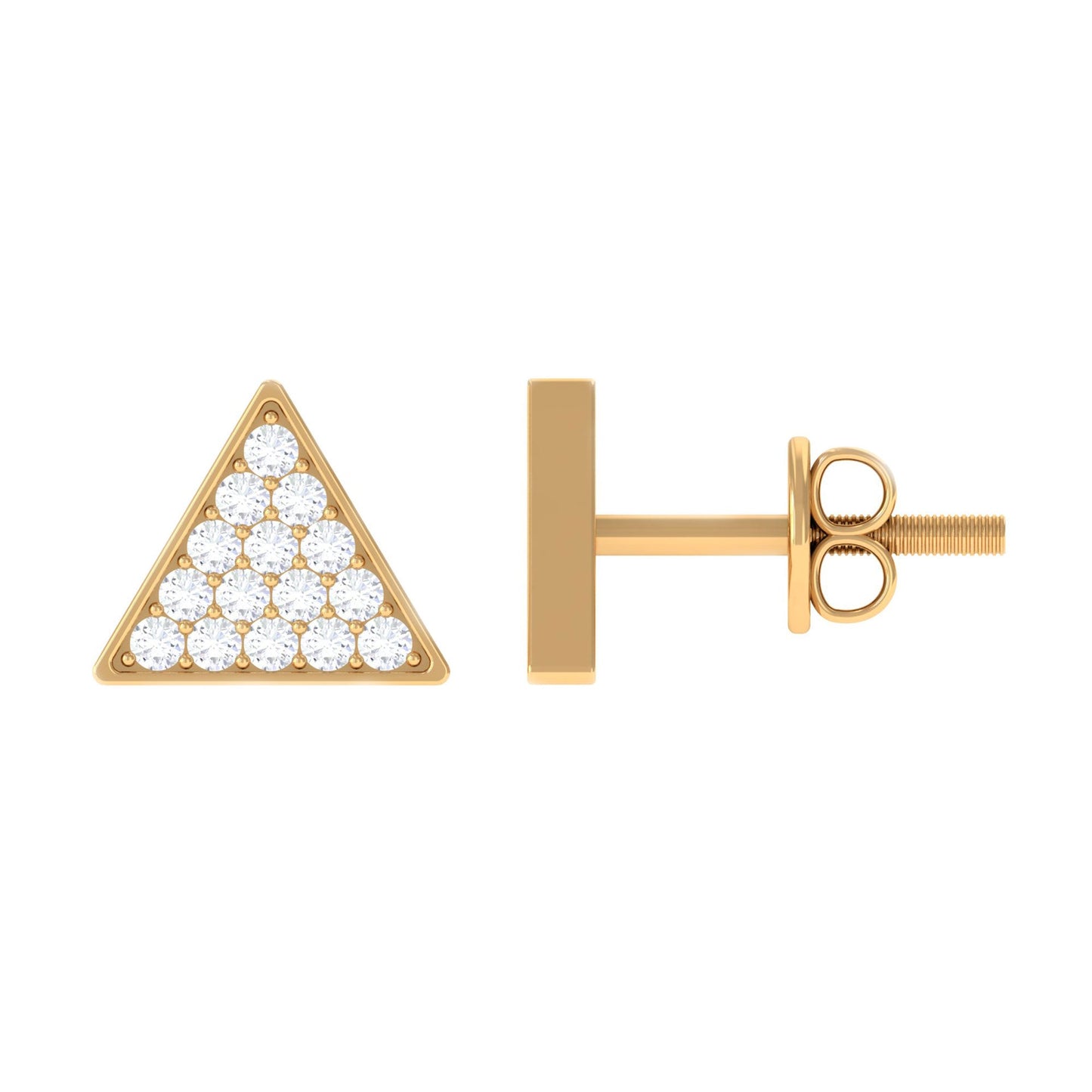 Genuine Diamond Triangle Stud Earrings