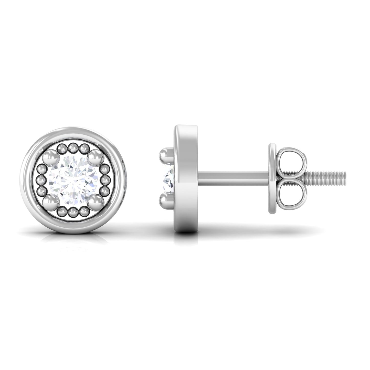 Genuine Diamond Vintage Stud Earrings with Screw Back