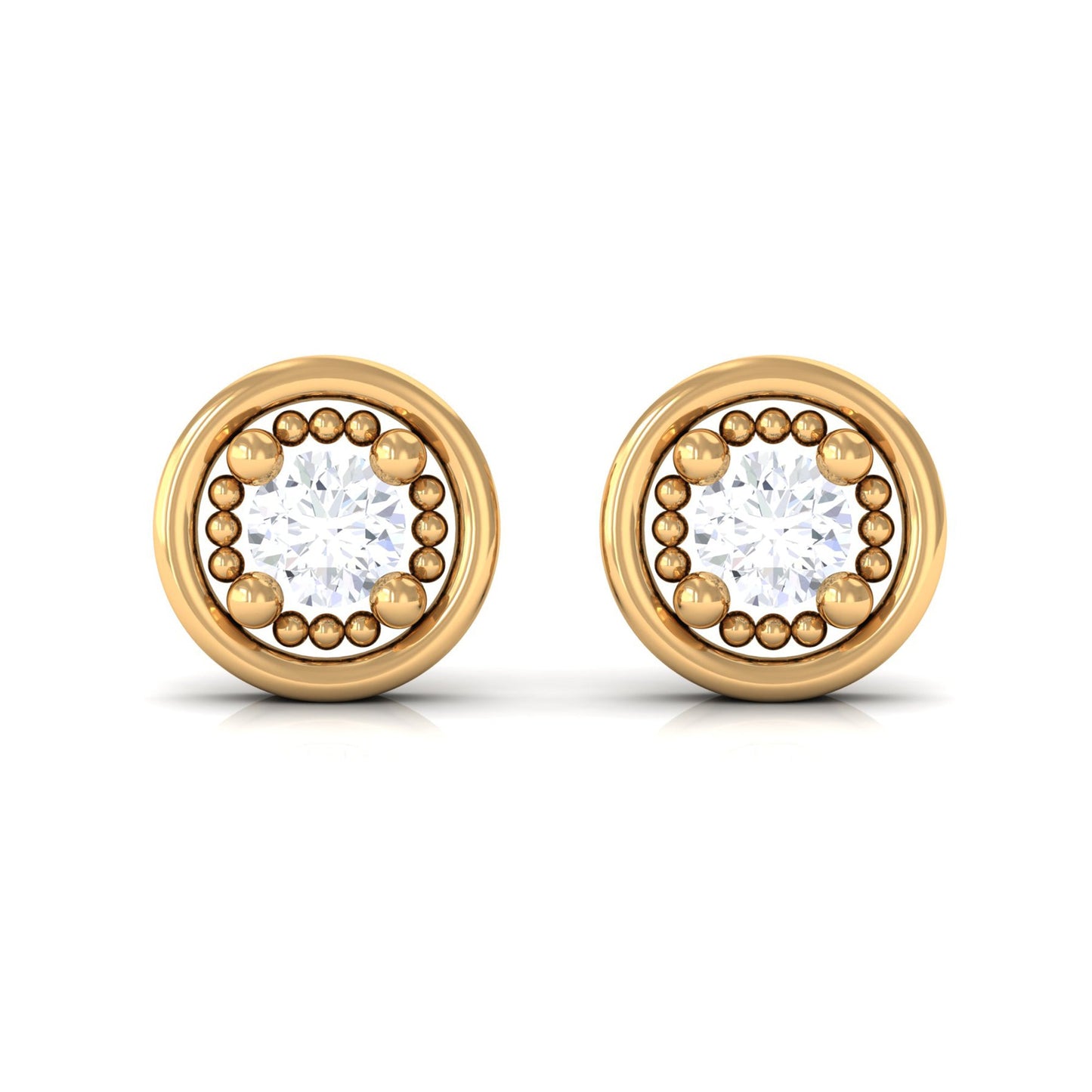 Genuine Diamond Vintage Stud Earrings with Screw Back