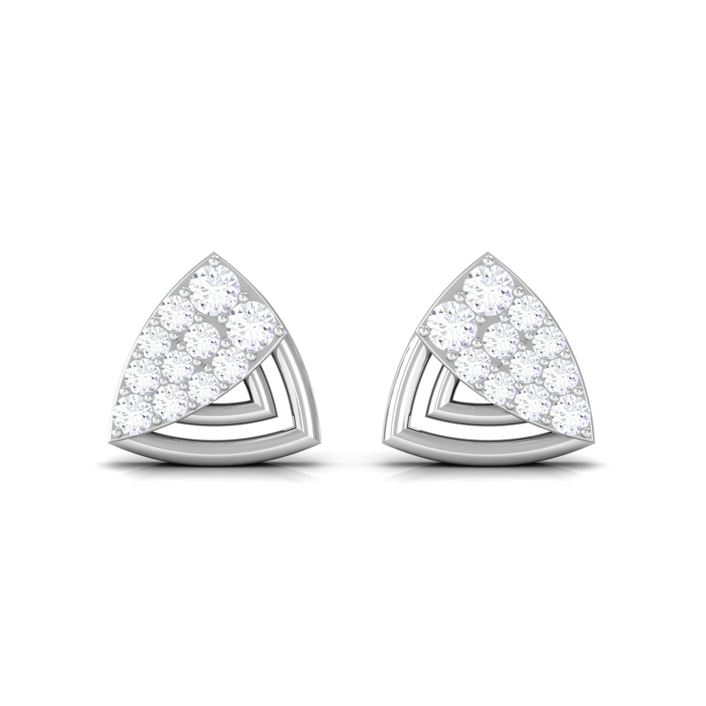 Genuine Diamond Geometric Stud Earrings with Screw Back