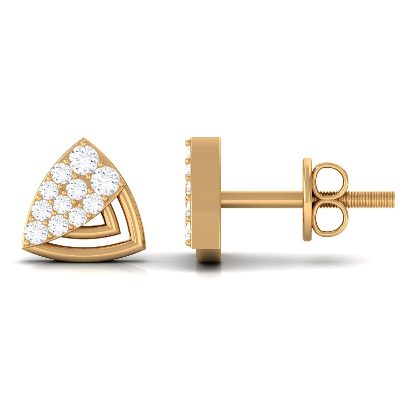 Genuine Diamond Geometric Stud Earrings with Screw Back