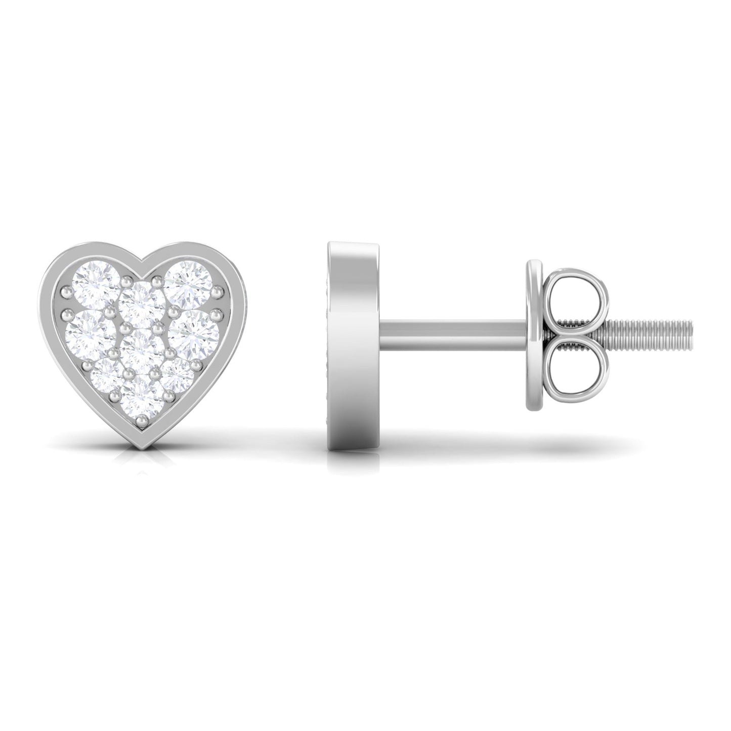 Natural Diamond Heart Shape Stud Earrings with Certificate