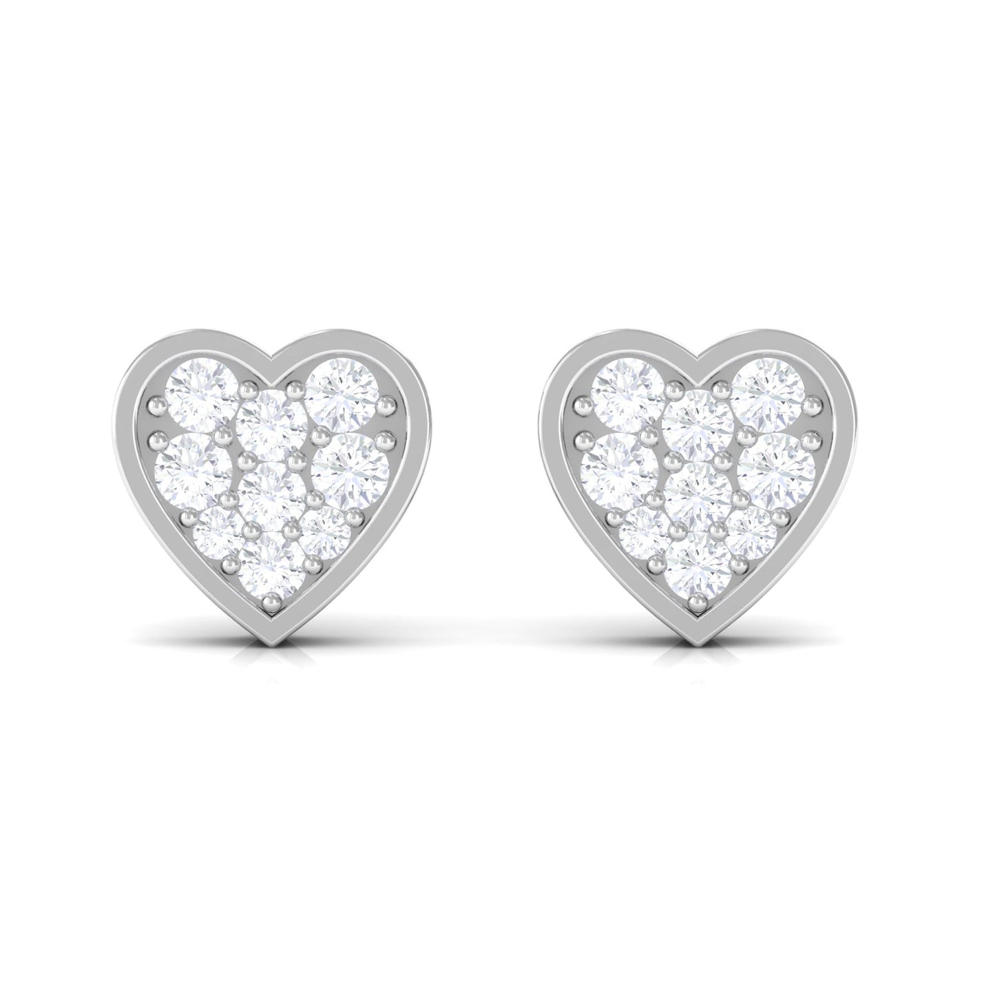 Natural Diamond Heart Shape Stud Earrings with Certificate