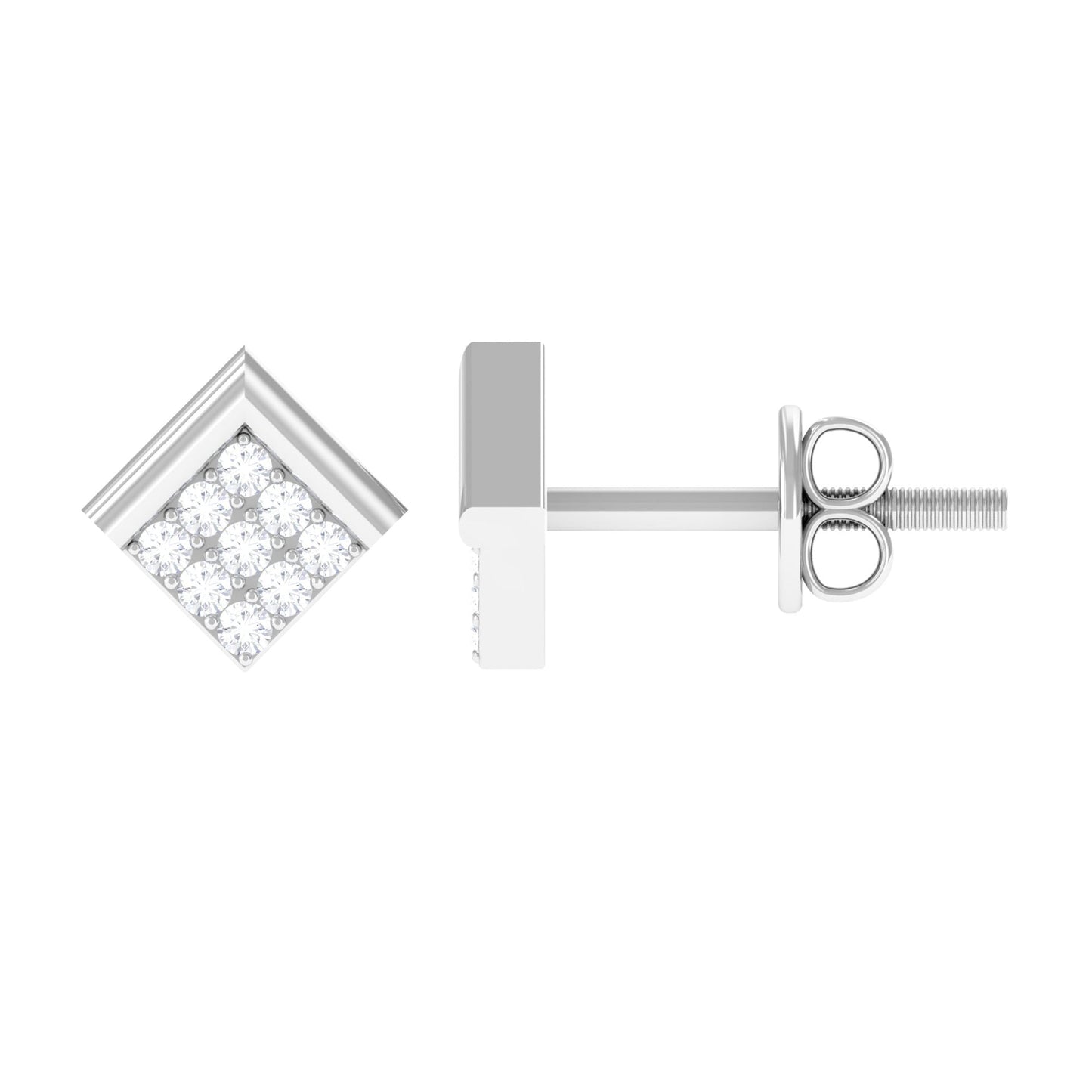 Natural Diamond Geometric Earrings with Screw Back