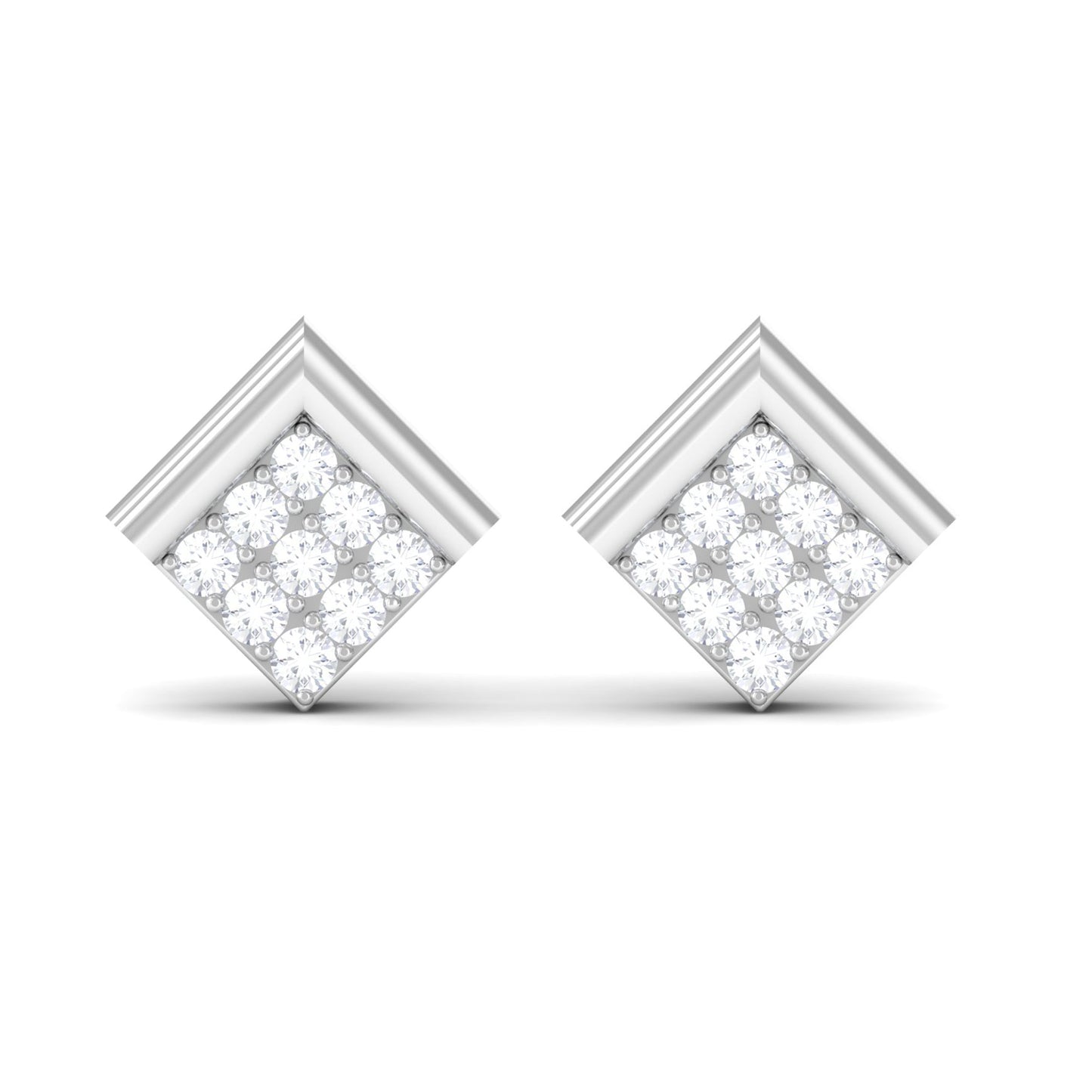Natural Diamond Geometric Earrings with Screw Back
