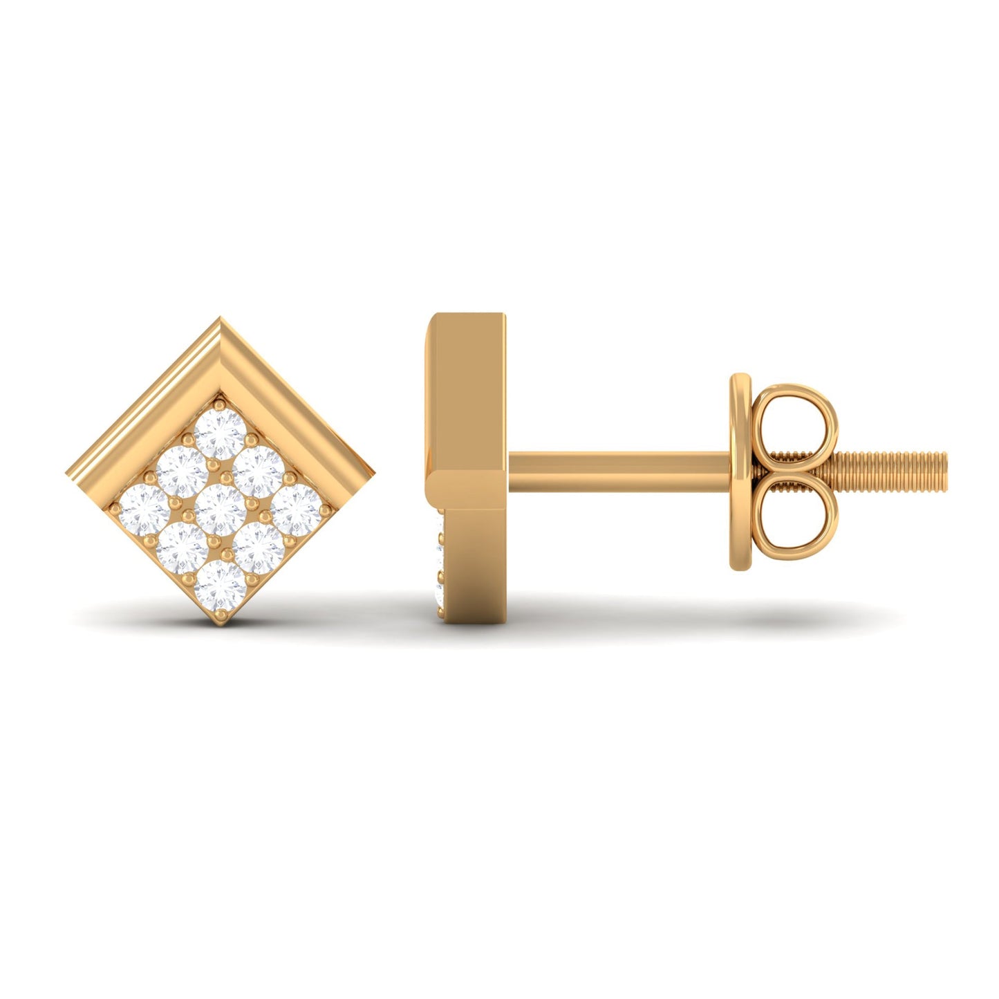 Natural Diamond Geometric Earrings with Screw Back