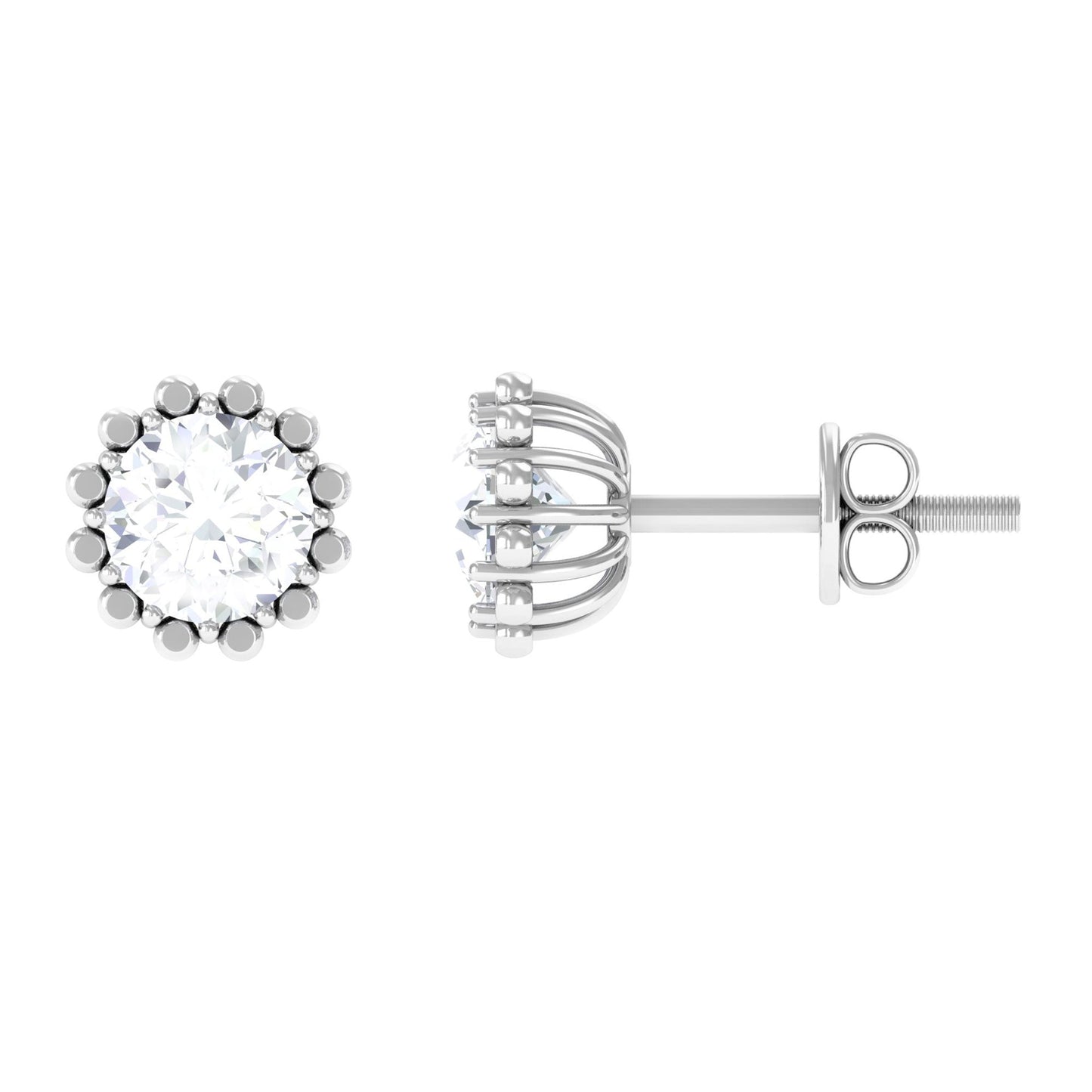 Certified Natural Diamond Studs with Screw Back