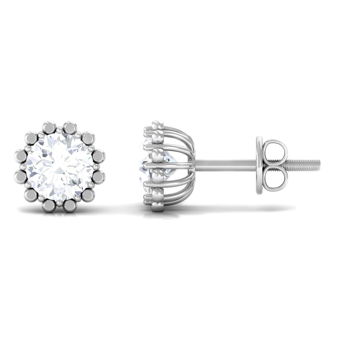 Certified Natural Diamond Studs with Screw Back