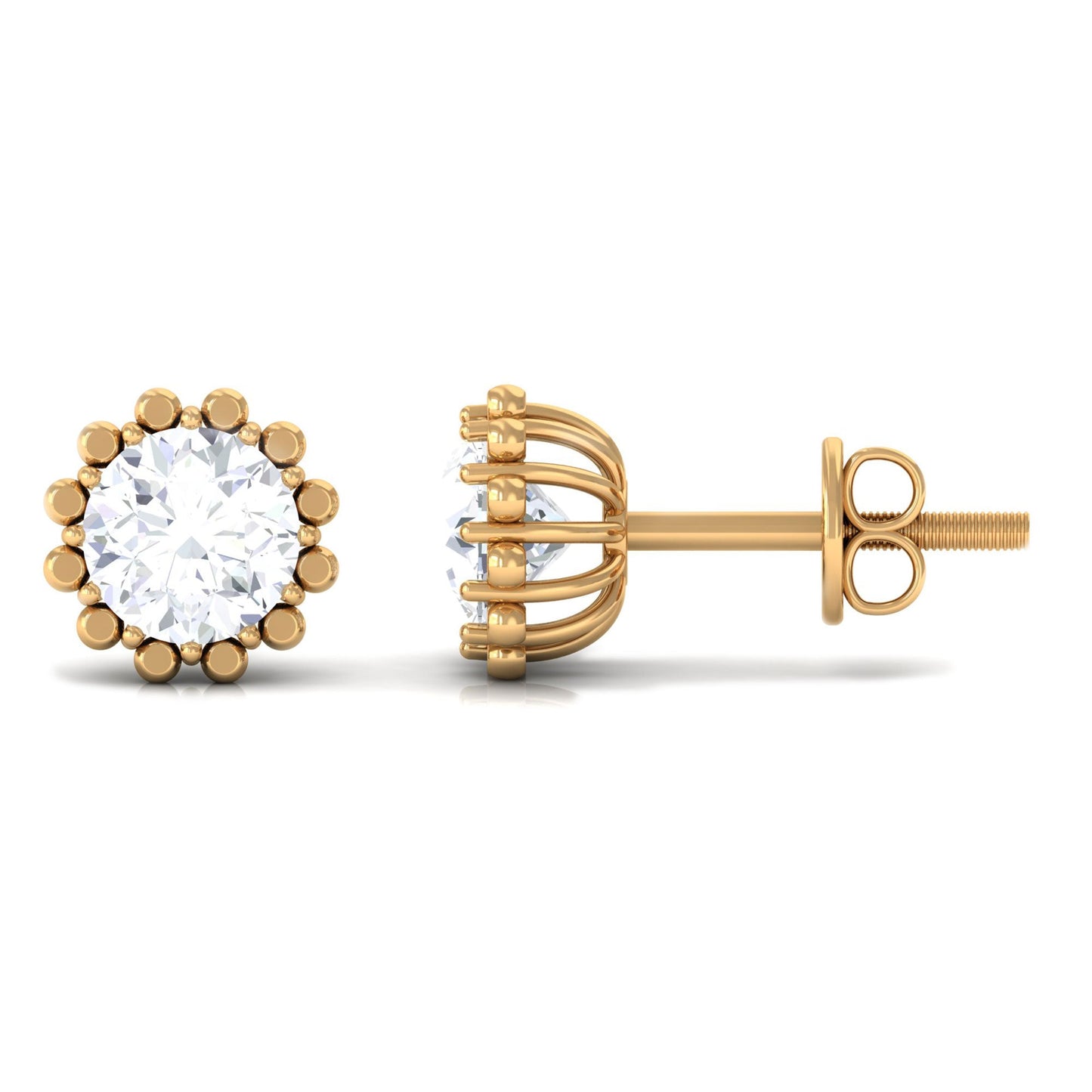 Certified Natural Diamond Studs with Screw Back