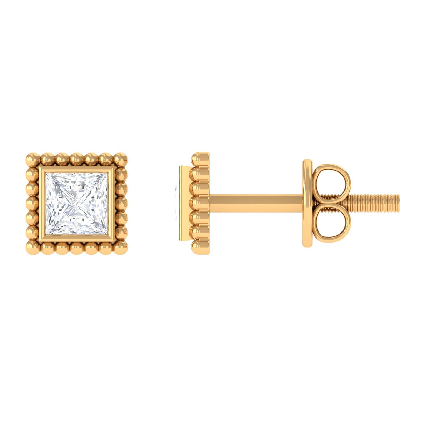 0.3 Carat Real Diamond Solitaire Beaded Stud Earrings