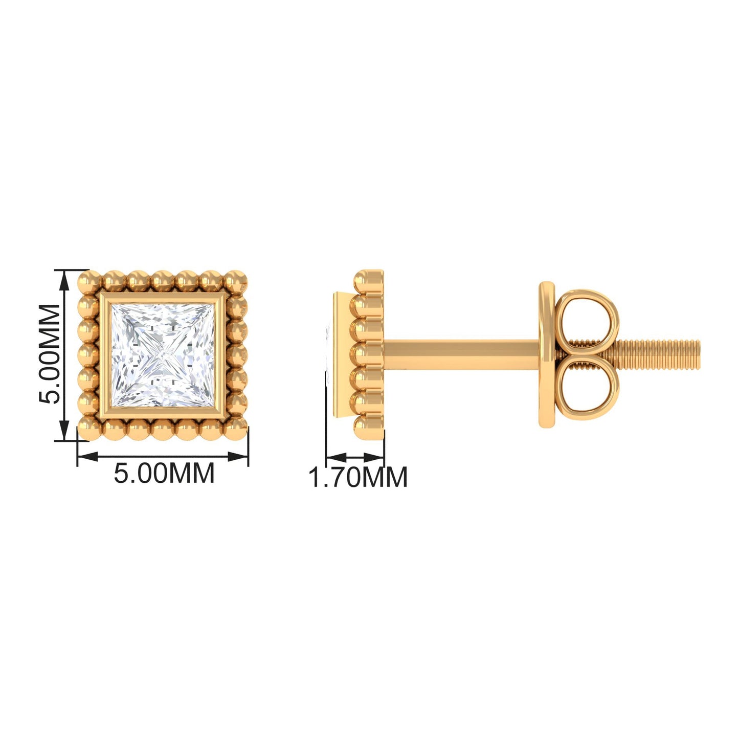 0.3 Carat Real Diamond Solitaire Beaded Stud Earrings