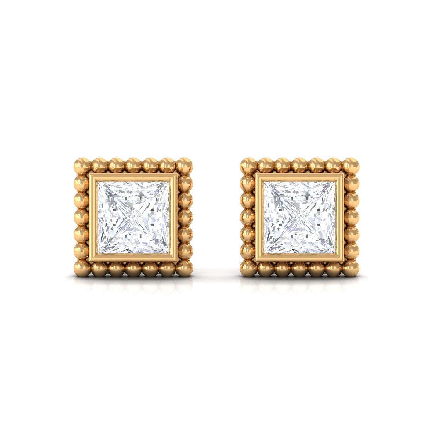 0.3 Carat Real Diamond Solitaire Beaded Stud Earrings