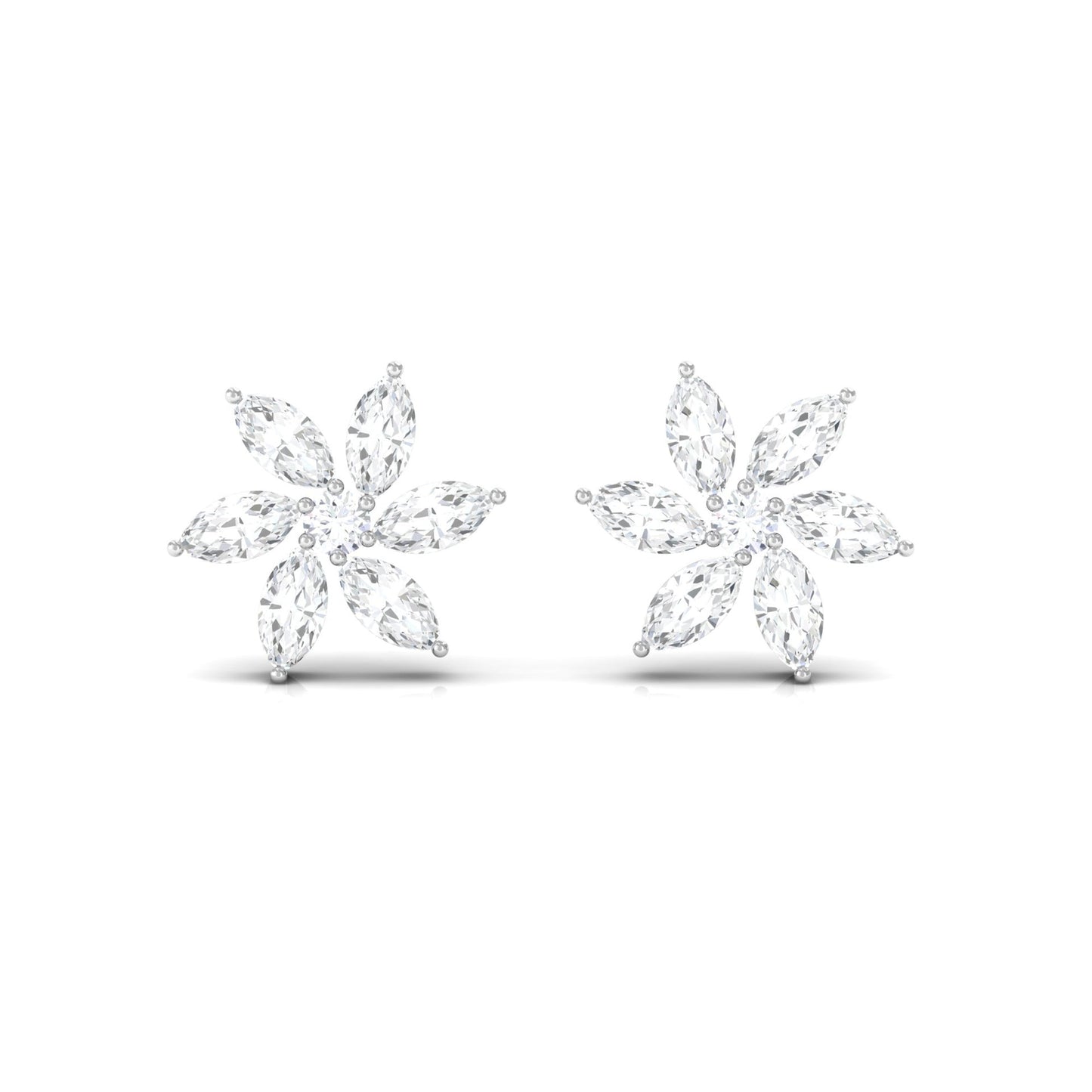 Natural Diamond Flower Earrings for Everyday