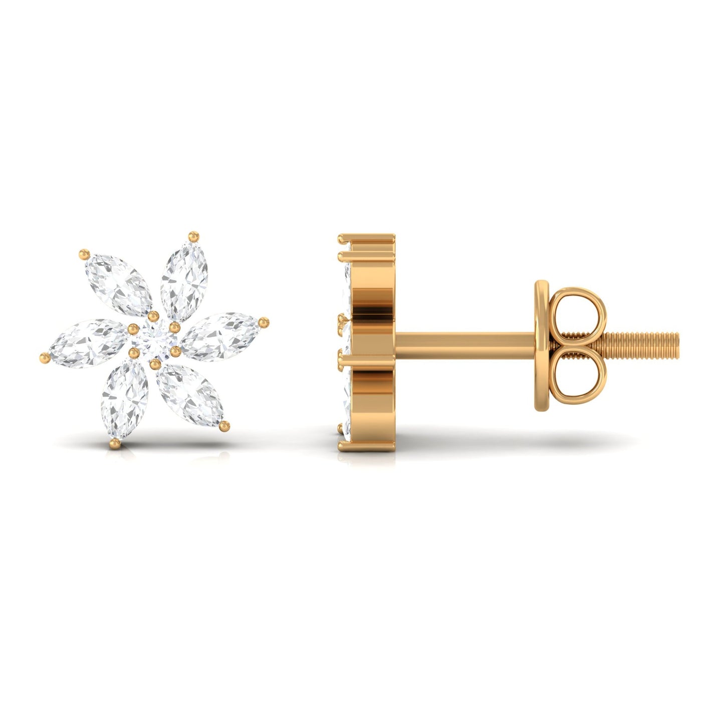 Natural Diamond Flower Earrings for Everyday