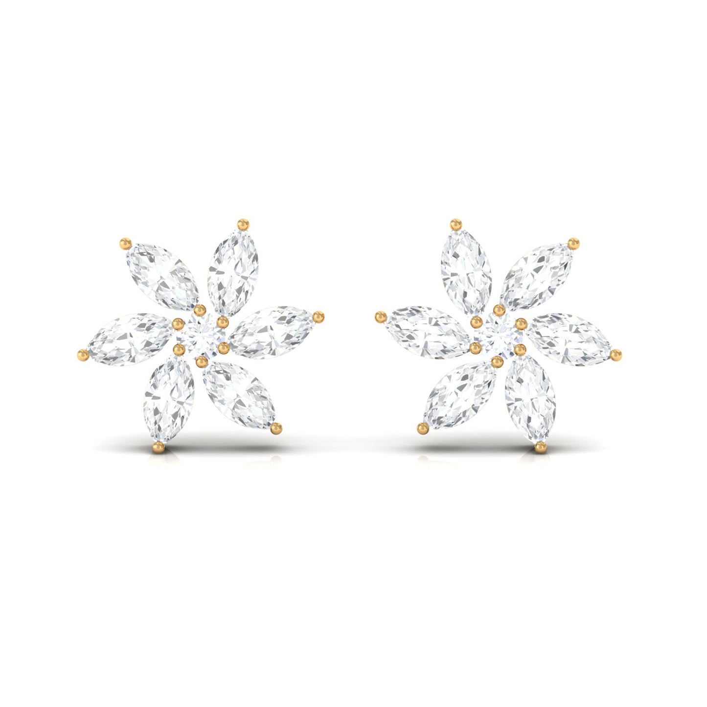 Natural Diamond Flower Earrings for Everyday