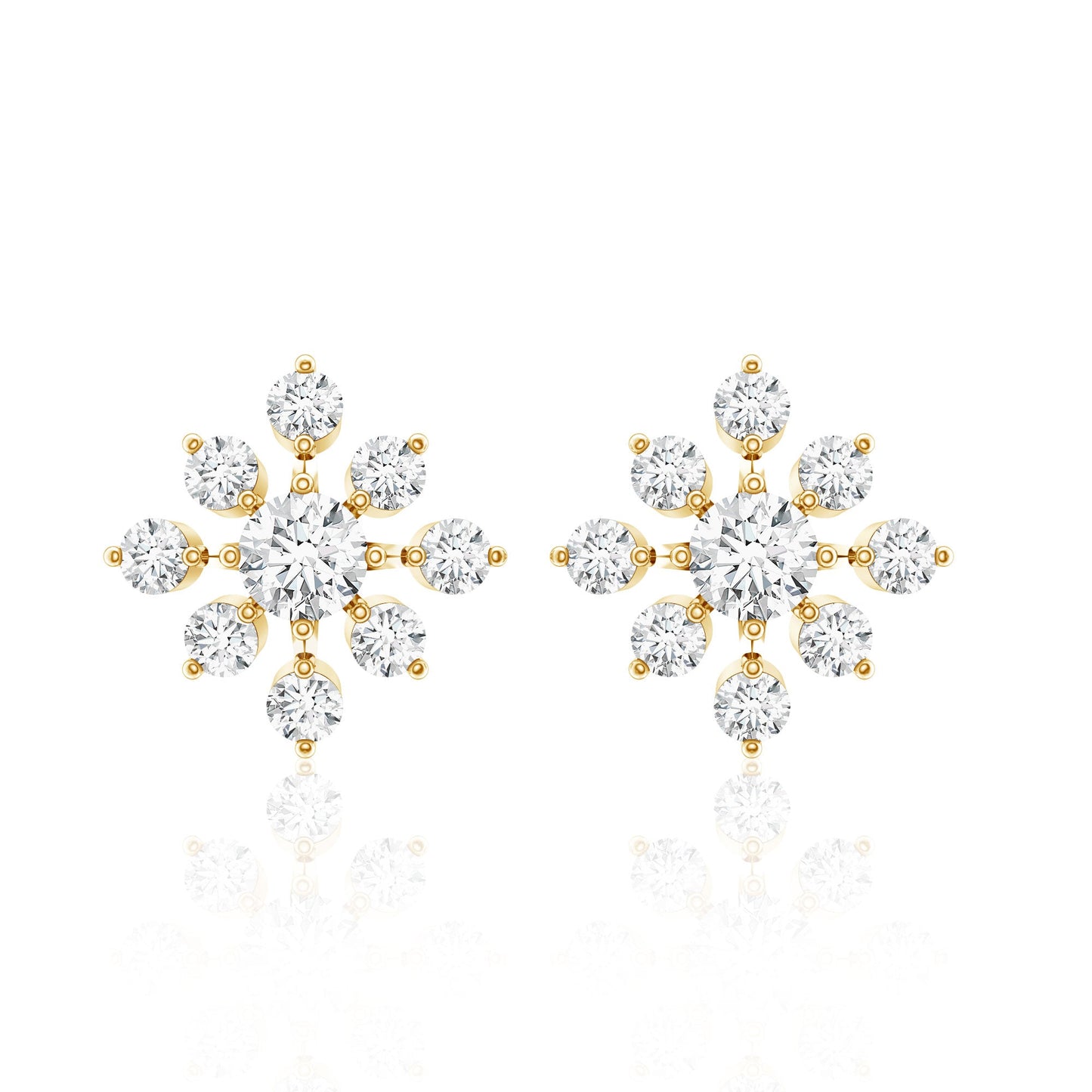 Certified Moissanite Floral Stud Earrings for Women