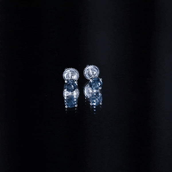 Genuine London Blue Topaz Solitaire Stud Earrings in Prong Setting