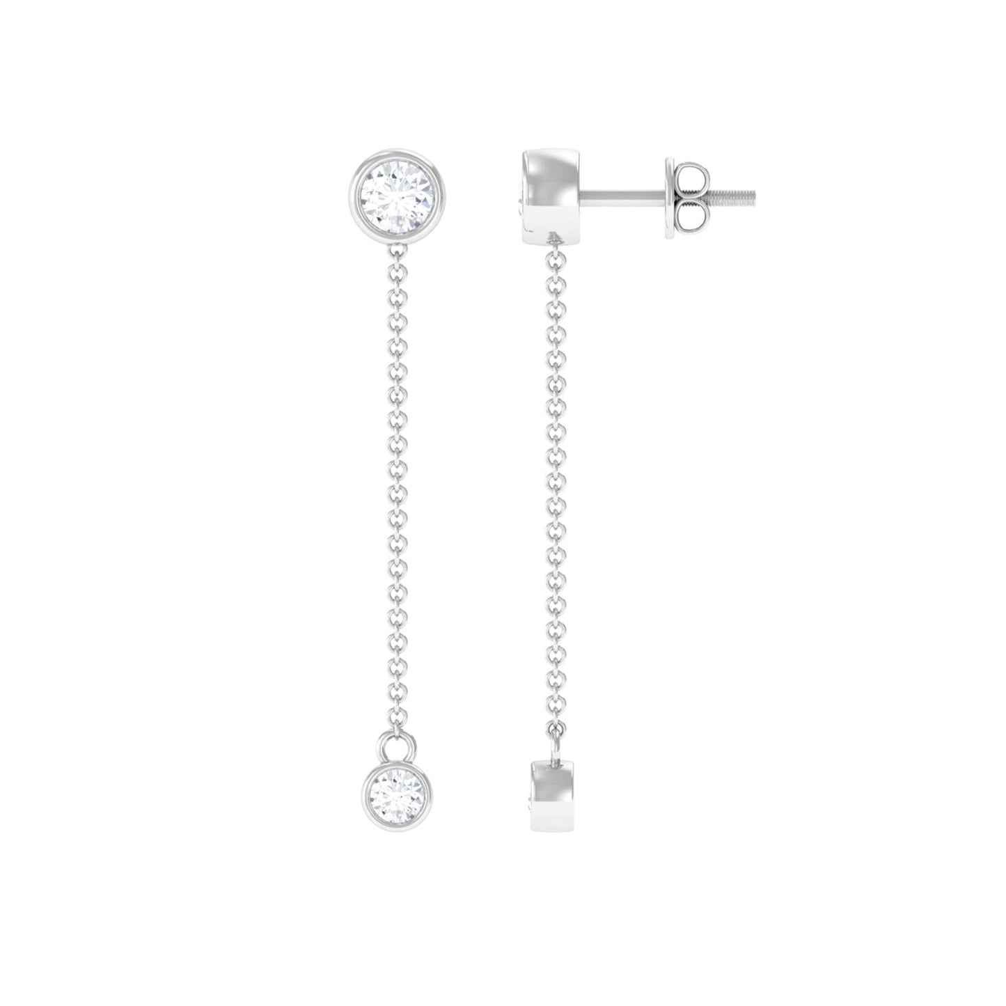 Certified Moissanite Long Chain Dangle Earrings